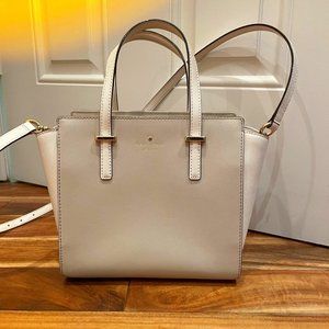 - Kate Spade beige and white sydney satchel